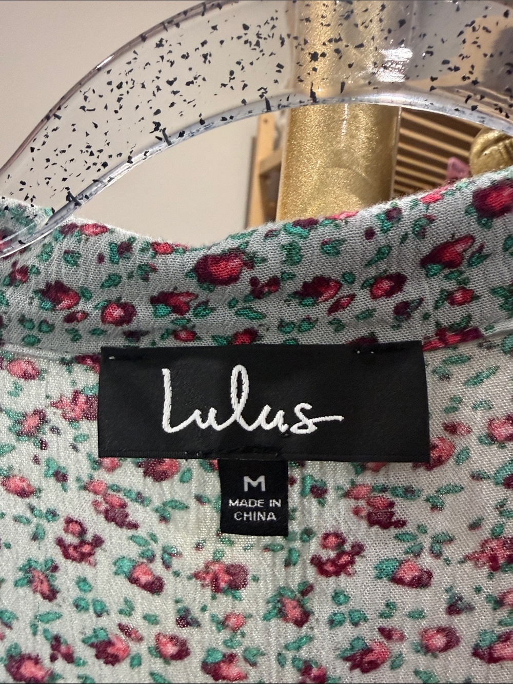 Lulu's Mint Floral Button-Up Short Sleeve Dress medium tie back - Picture 4 of 6